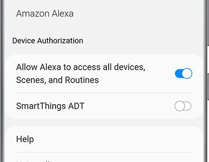Allow Alexa to access all devices, Scenes, and Routines switched on in the SmartThings app