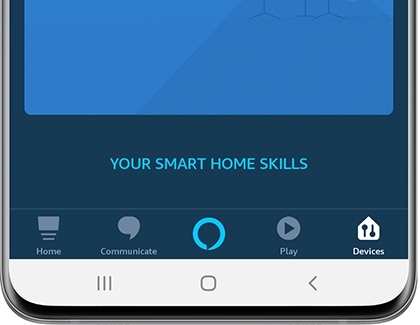 Devices tab displaying YOUR SMART HOME SKILLS in the Alexa app