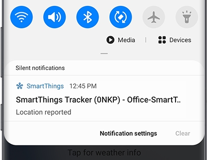 Notification showing SmartThings tracker location reported