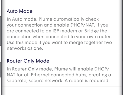 Router Only Mode with information about it