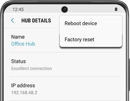 Factory reset highlighted in SmartThings hub options