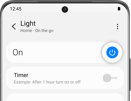 Power icon highlighted in SmartThings app