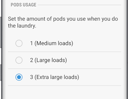 3 (Extra large loads) chosen on PODS USAGE screen