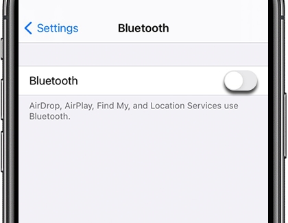Switch next to Bluetooth highlighted on an iPhone