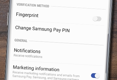 Change Samsung Pay Pin option on Galaxy Note 10