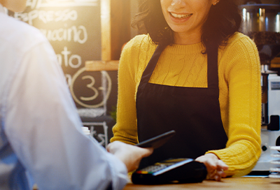 Person making purchase with Samsung Pay