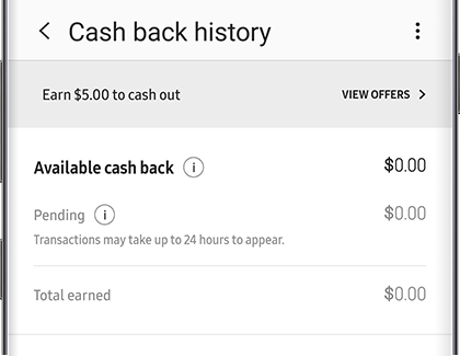 View Cash back history in Samsung Pay