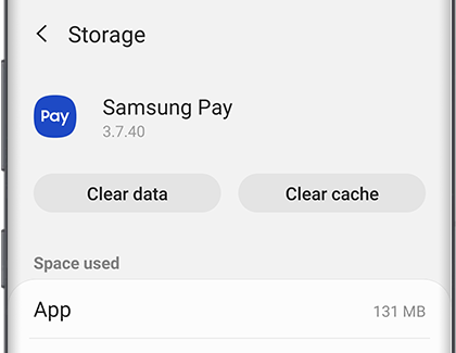 Samsung Pay storage settings