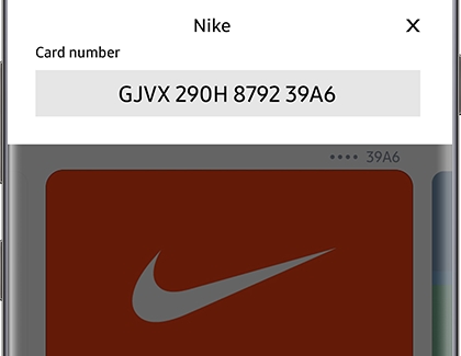 Nike gift card displaying card number