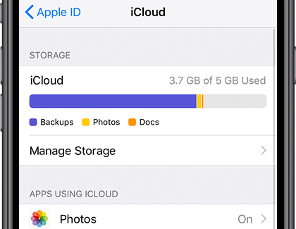 iOS sync data to iCloud screen