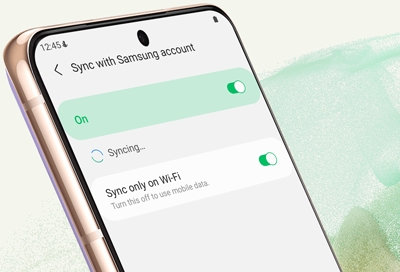 Sync data options for Samsung account screen on a Galaxy phone