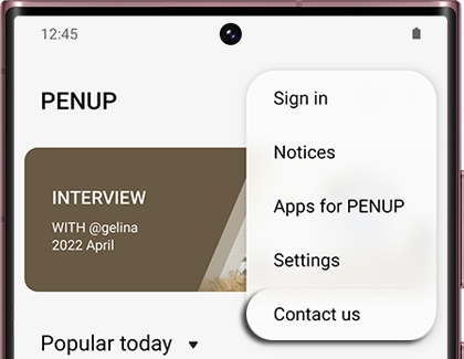 Contact us highlighted in the PENUP app