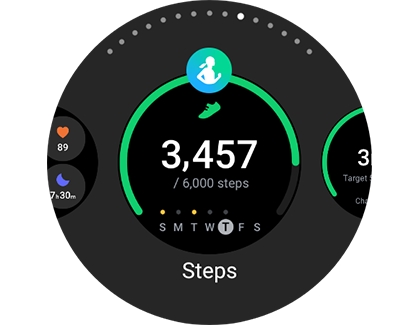 Steps widget displayed on a Galaxy watch