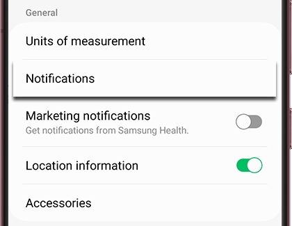 Manage notifications and alerts in Samsung Health