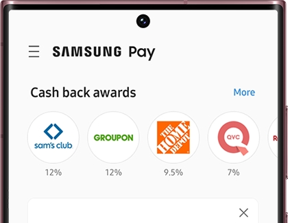 Cash Back Award information in Samsung Pay