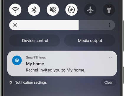 Messages screen with a notification that Rachel has invited you to join Home