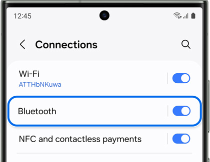 Bluetooth highlighted below Connections