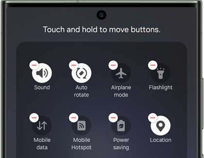 A list of buttons above the Quick settings panel on a Galaxy phone