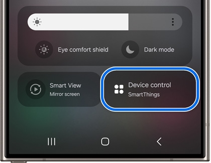 Devices highlighted on the Quick settings panel