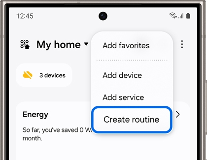 Create routine button highlighted on the SmartThings app