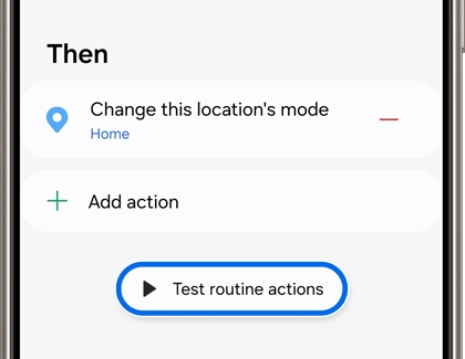 Test routine actions highlighted