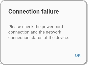 Connection failure messaage