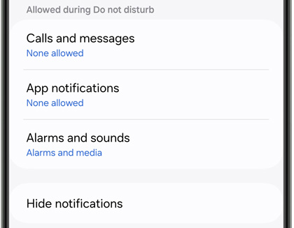 Allow exceptions options for Do not disturb