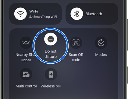 The Quick Settings panel with Do not disturb enabled