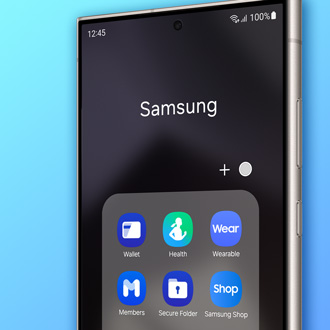 Galaxy S24 Ultra displaying the Samsung apps folder