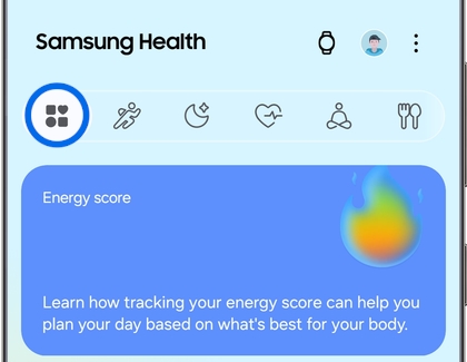 Samsung Health Home tab showing the Favorite category selected.