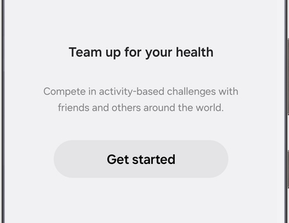 Samsung Health Together screen with the Get started button.