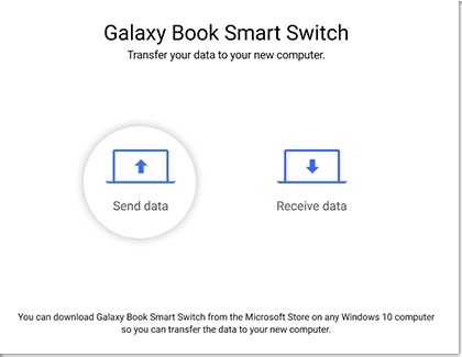 Send data highlighted under Galaxy Book Smart Switch