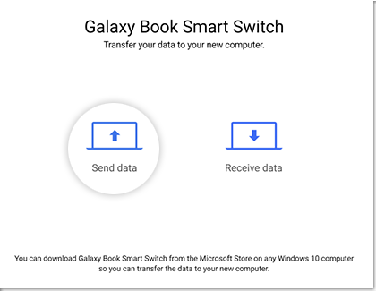 Send data highlighted under Galaxy Book Smart Switch