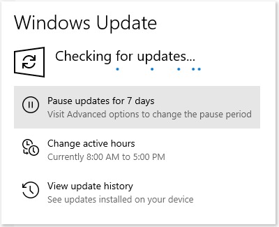 Checking for updates under Windows Update