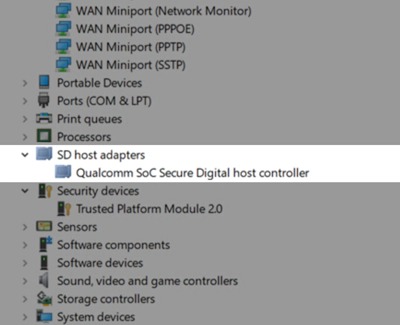 Device Manager setting on Windows