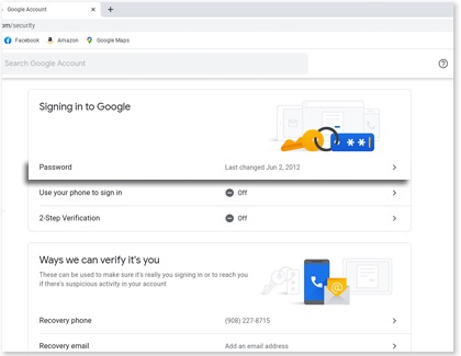 Password highlighted next to Security on a Samsung Chromebook