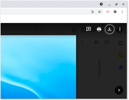 Download icon highlighted in Google Drive