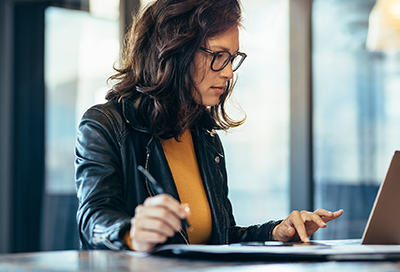 Woman on Samsung Chromebook adding her account information