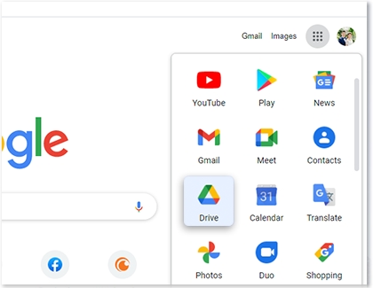 Google Drive highlighted on a Samsung Chromebook