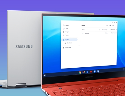 Old Samsung laptop on the background with Samsung Chromebook in front