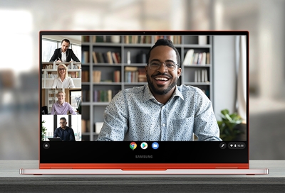 Video conference call at home with the Samsung Chromebook