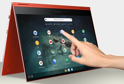 Tapping on Samsung Chromebook touch screen