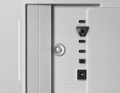 A close up of the back of a Samsung Smart Monitor showing various ports including USB C and power.