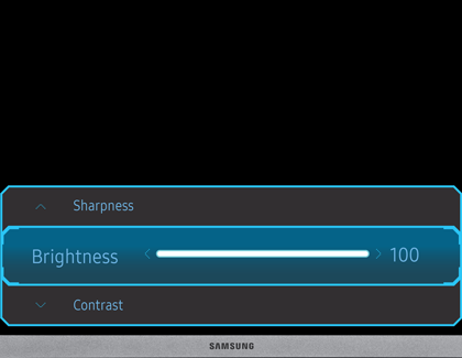 Brightness set to 100 on a Samsung monitor