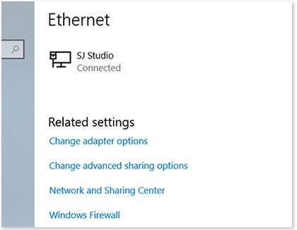 Ethernet Connection settings on a PC