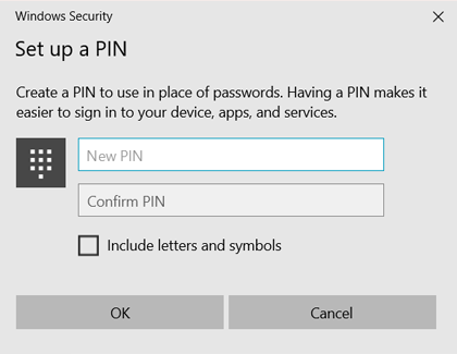 Set up a PIN window with New PIN data field