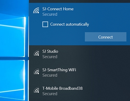List of available Wi-Fi networks displayed on a PC