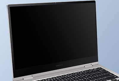 A Samsung laptop with a blank screen