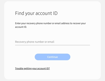 Find ID or Reset password highlighted on the Samsung login screen