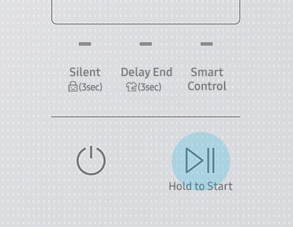 Samsung AirDresser control panel with the Start and Pause button highlighted.